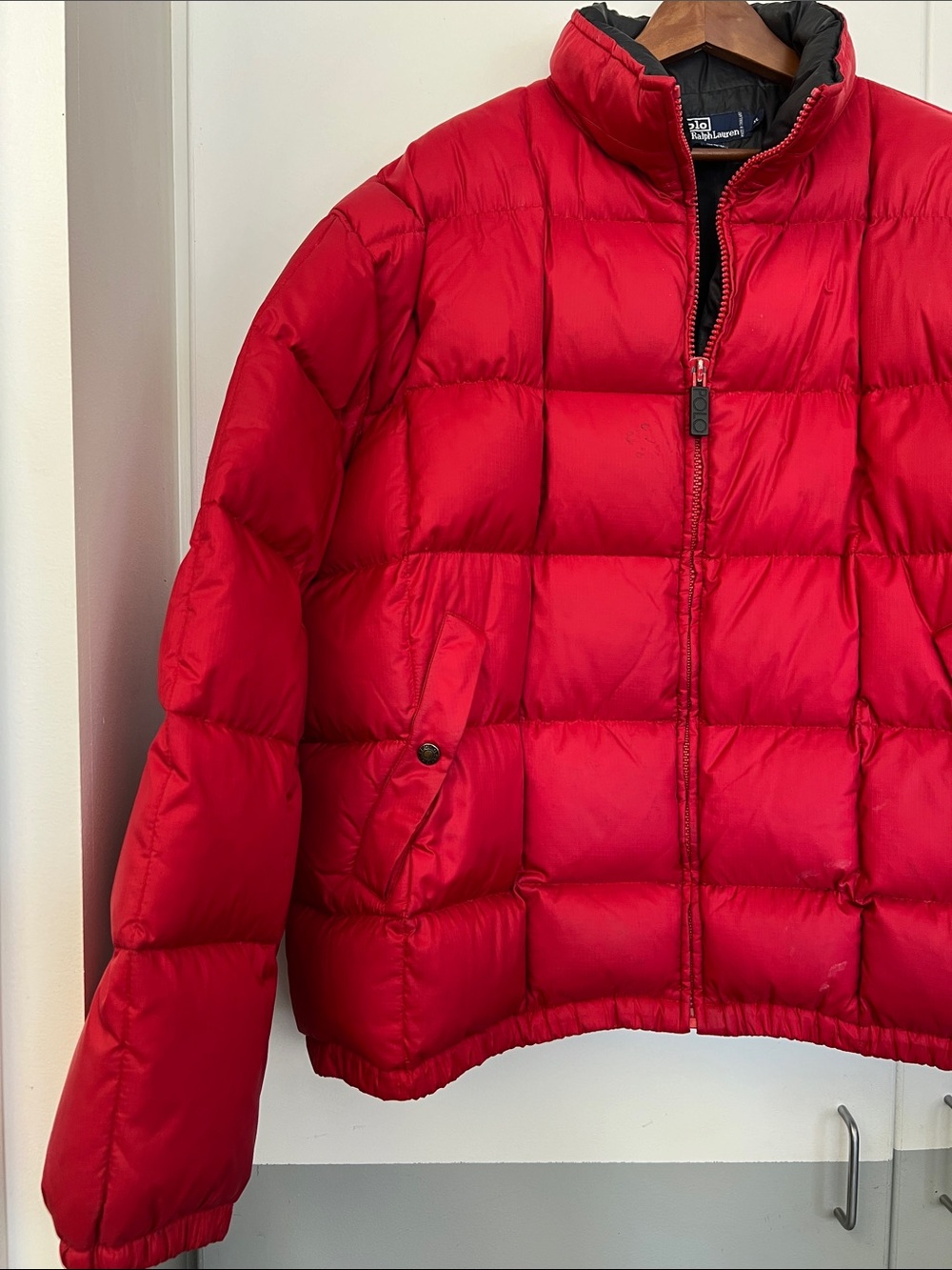 Ralph Lauren Polo Red Puffer Jacket Winter Outdoor Heavy Duty Coat Quilted XL